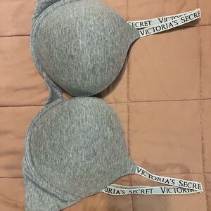 Victoria's Secret Heather Gray Logo Strap T-Shirt Bra
